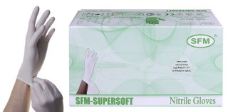 Перчатки смотровые нитриловые SFM 24 см неопудренные